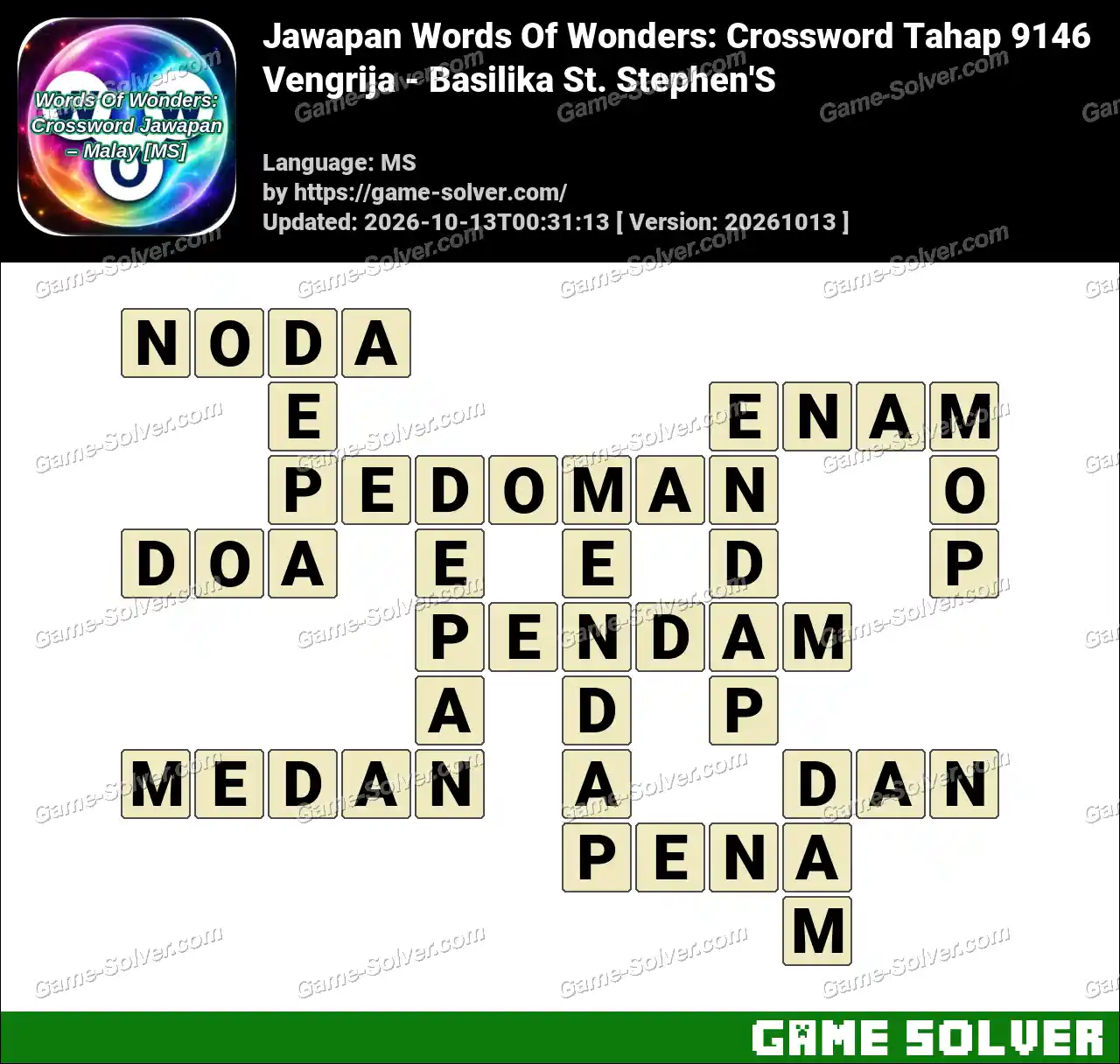 Jawapan Words Of Wonders: Crossword Tahap 9146 – Vengrija – Basilika St. Stephen’S